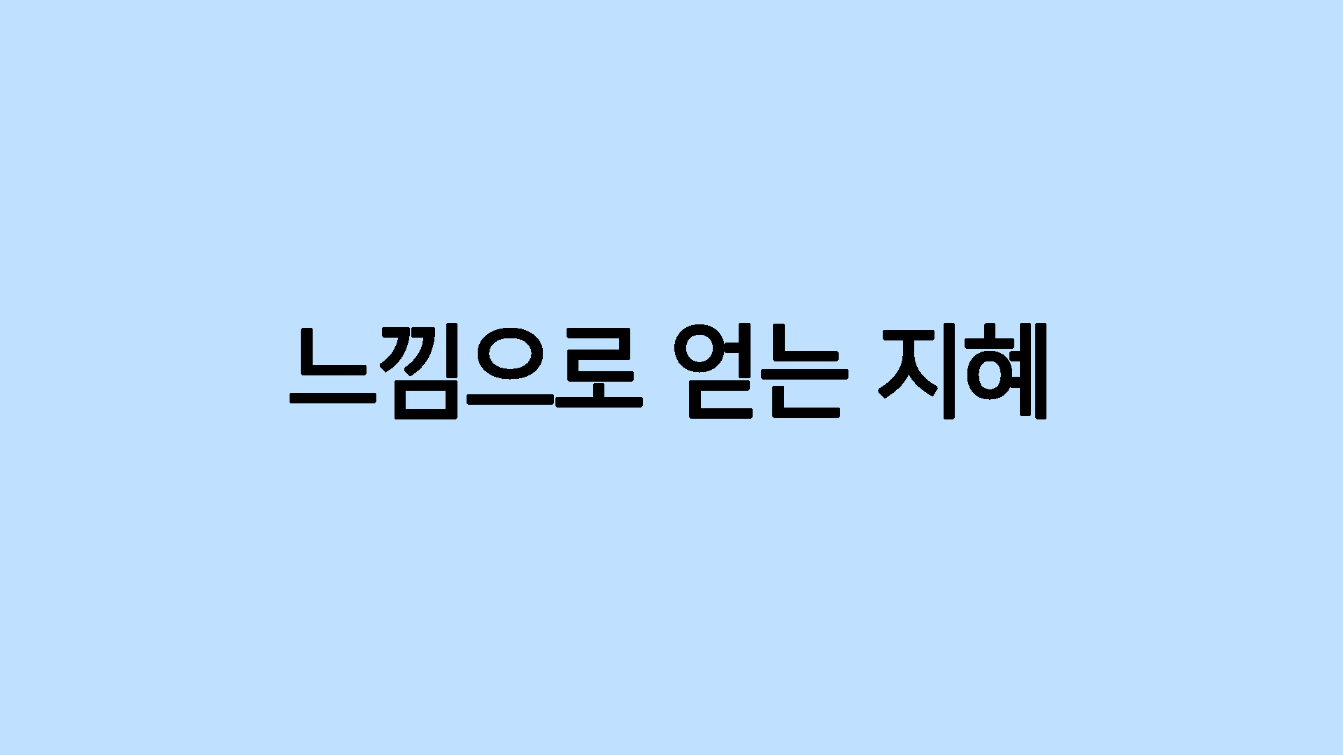 느낌으로 얻는 지혜